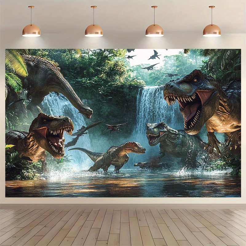 Wall Scroll Tapestry - نسيج جداري بتصميم مغامرة الديناصورات، مشهد