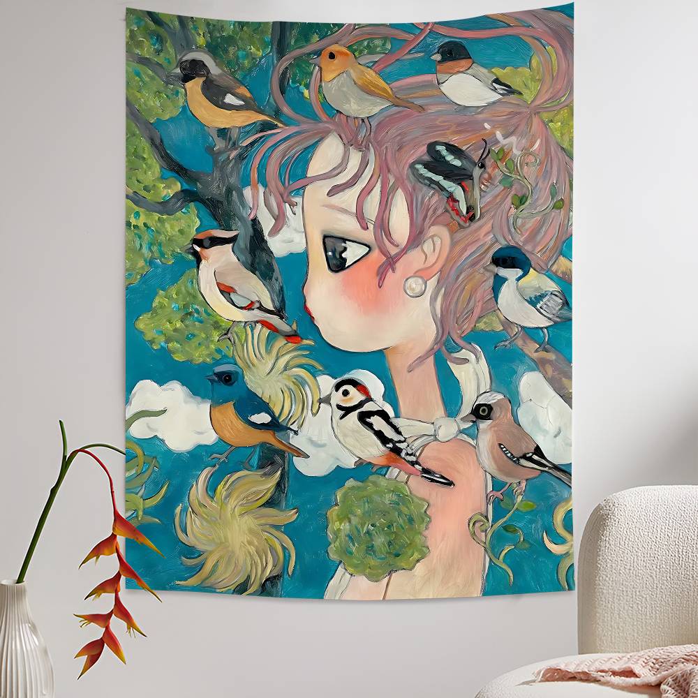 Wall Scroll Tapestry - نسيج جداري ملون برسومات كرتونية من
