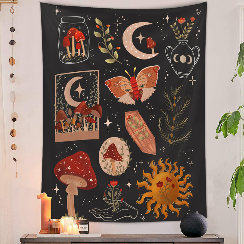 مخدر الفطر نسيج العرافة نفسية  - مراجعة Wall Scroll Tapestry وسعره